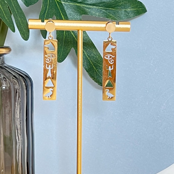 Ancient Egyptian Earrings -Protection Egyptian Earrings - Hieroglyphic Earrings - Picture 6 of 7